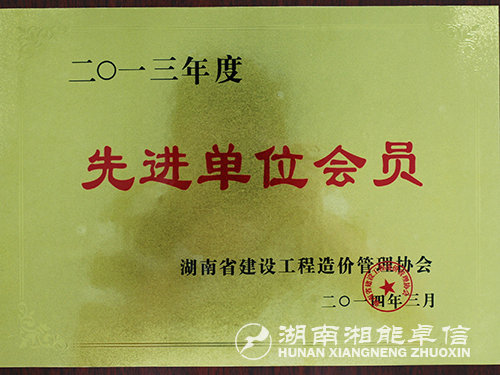 工程造價2013先進單位